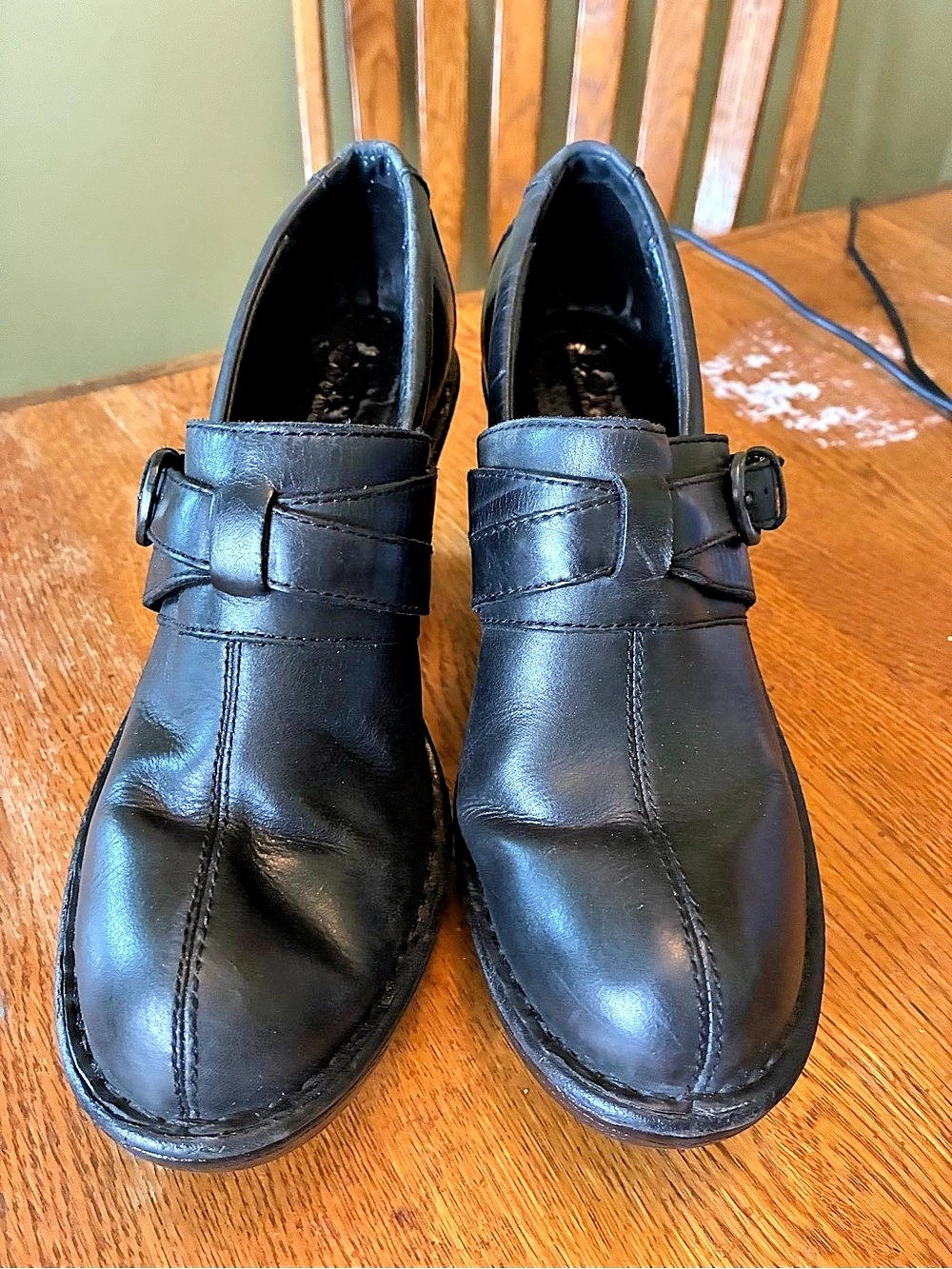 Born Doris Leather Wedge Heels Black US 7.5